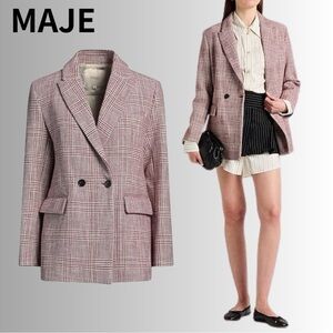 Maje Women's Blush Checkered Blazer
